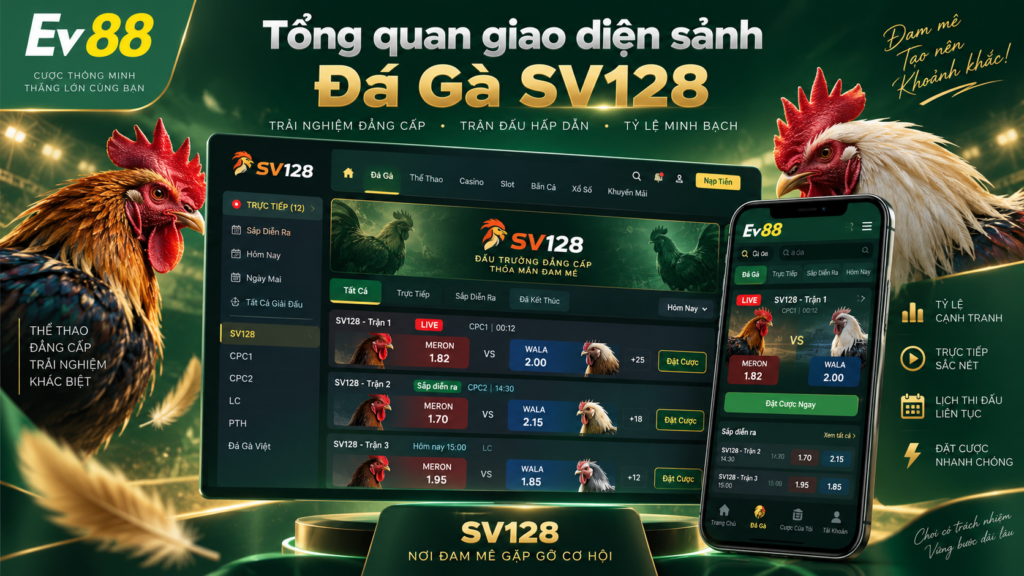 Tổng quan giao diện sảnh Đá Gà SV128