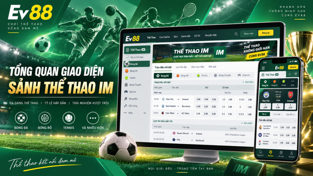 Giao diện sảnh Thể thao IM tại EV88